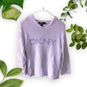 DKNY Knit Sweater Hoodie in Light Grey. Size Small